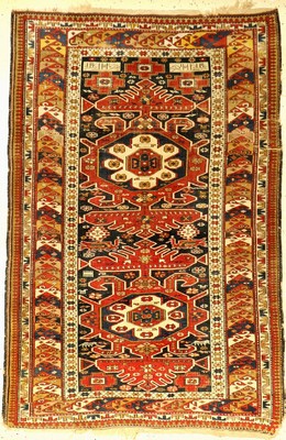 Schirwan antik, Kaukasus, um 1900, Wolle auf Wolle, ca. 186 x 124 cm, Signiert und Datiert, EHZ: 4