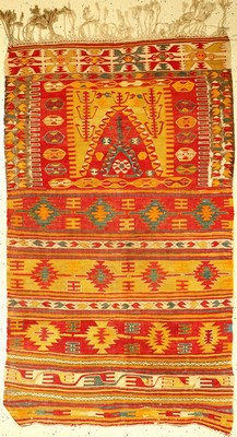 Anatolischer Kelim alt, Türkei, um 1920, Wolle auf Wolle, ca. 174 x 104 cm, EHZ: 4, (Löcher)