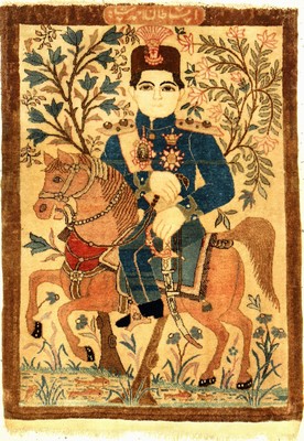 Feiner Keschan "Mohtascham" Bildteppich antik (Ahmad Schah Qajar), Zentralpersien, um 1910, Korkwolle geknüpft auf Baumwolle. ...