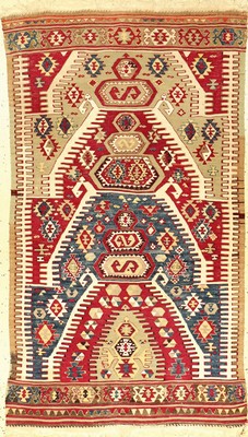 Feiner Ostanatolischer "Gebetskelim" antik, Ostanatolien, Ende 19.Jhd., Wolle mit weißen Baumwoll-Highlights gewebt auf Wolle. Seltener ...