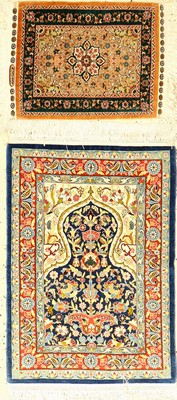 Hereke Seide (2 Lots), Türkei, ca. 40 Jahre, reine Naturseide, 46 x 34 cm und 71 x 49 cm, EHZ: 2.