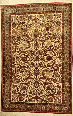 Feiner Seiden Ghom alt, Persien, um 1950, reine Naturseide, ca. 212 x 135 cm, sehr hochwertig, seltenes Design, EHZ: 2