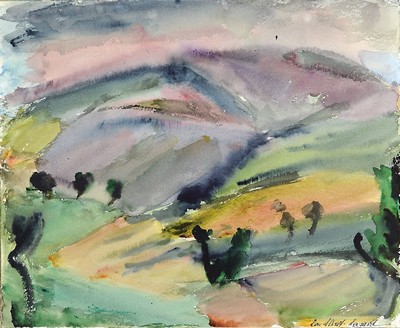 Loulou Albert-Lasard, 1885 Metz - 1969 Paris, südliche Landschaft, südliche Landschaft, Aquarell/Papier, handsigniert, ca. 38 x 46 cm, Rahmen, ...