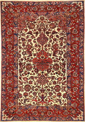 Feiner Esfahan alt, Zentralpersien, um 1930, Korkwolle geknüpft auf Baumwolle. Bemerkenswert fein und sauber geknüpfter Esfahan in erstklassiger ...