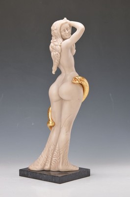 Ernst Fuchs, 1930 - 2015, Frau Lot, Skulptur, Kunstguss, teilvergoldet, num. 300/500, signiert, Steinsockel, H. 44 cm