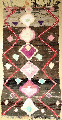 Marokko alt, um 1970, Stoff auf Baumwolle, ca. 285 x 147 cm, dekorativ, EHZ: 2