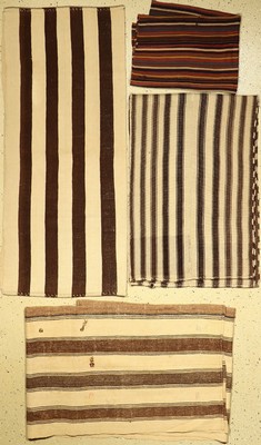 (4 Lots) Gestreifte Flachgewebe alt, Türkei/Persien, um 1920/1950, Wolle auf Wolle. EHZ: 3.