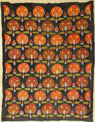 Uzbek Susani (Ottoman Design), 10 Jahre alt, reine Naturseide, ca. 193 x 150 cm, EHZ: 2