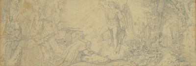 Zuschreibung: Moritz von Schwind, 1804-1871, Bleistiftzeichnung zu: Von der Gerechtigkeit Gottes, später gedruckt im Münchener Bilderbogen, sehr ...