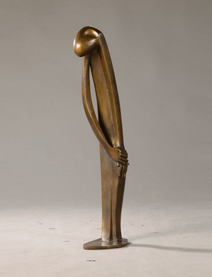 Ursula Reinhardt-Markus, geb. 1926, Stehende, Bronzeskulptur, signiert Markus, H. ca. 84cm