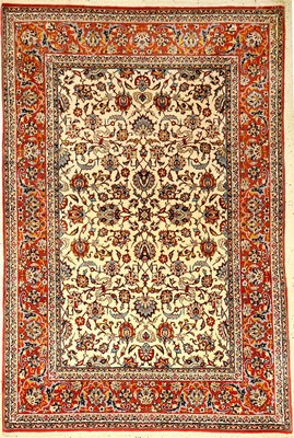 Feiner Esfahan alt, Persien, ca. 40 Jahre, Korkwolle auf Seide, ca. 214 x 142 cm, feine Qualität, EHZ: 2-3