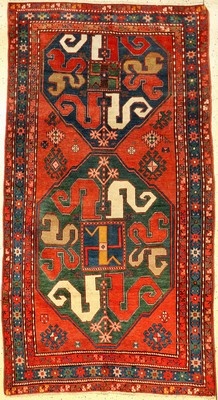 Chondsoresk Kasak antik, Kaukasus, Wolkenband-Kasak, um 1900, Wolle auf Wolle, ca. 243 x 135 cm, selten, dekorativ, EHZ: 3