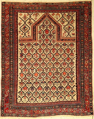 Schirwan Gebetsteppich antik, Kaukasus, Ende 19.Jhd., Wolle auf Wolle, ca. 164 x 140 cm, feine Knüpfung, EHZ: 2-3