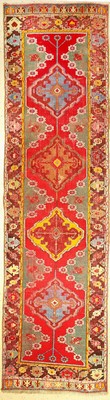 Anatolische Galerie antik, Türkei, um 1890/1900, Wolle auf Wolle, ca. 390 x 106 cm, selten, EHZ: 4