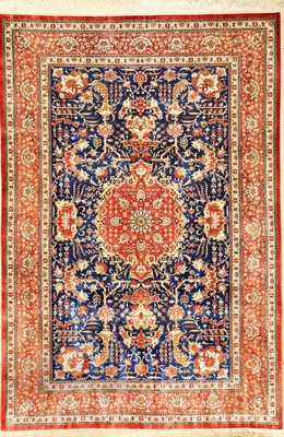 Feiner Seiden Ghom "Mir Mehdi" (Signiert), Persien, ca. 30 Jahre alt, reine Naturseide, ca. 190 x 128 cm, EHZ: 2, ca. 1,1 Mio. Kn/Qm.