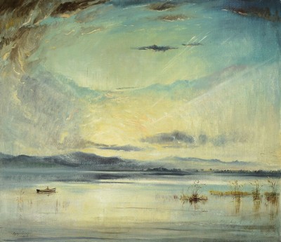 Heinz Sprenger, 1914 Cranz-1984 Timmendorfer Strand, Dramatischer Wolkenhimmel über der See, Öl/Hartfaser, links unten signiert und dat. 1945, ca. ...