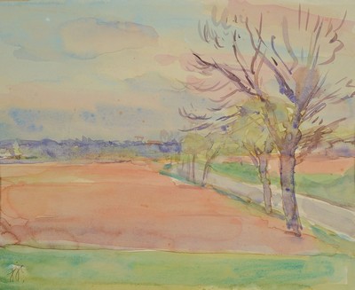 Hermann Sauter, 1891 Germersheim-1981 Landau, drei Aquarelle mit Landschaften aus der Pfalz, alle signiert, ca. 24x29cm, 29x41cm, 34.5x44.5cm, alle ...
