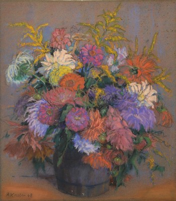 Adolf Kessler, 1890 Godramstein-1974, Studium an der Akademie München, hier: Blumenstillleben, Pastell, links unten signiert und dat. 48, leicht ...