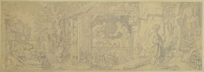 Zuschreibung: Moritz von Schwind, 1804-1871, Bleistiftzeichnung zu: Von der Gerechtigkeit Gottes, später gedruckt im Münchener Bilderbogen, sehr ...