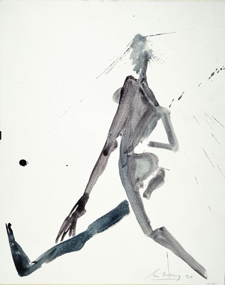 Helge Leiberg, geb. 1954, Aquarell/Papier, sign., dat. 91, leichte Flecken und Knicke zusehen, ca. 60x48 cm