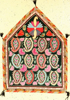 Lakai "Stickerei" alt, Uzbekistan, um 1930/1940, Seide auf Samt, ca. 85 x 64 cm, EHZ: 2