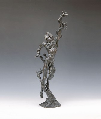 Mikhail Belov, geb. 1962 Leningrad, "Crucifixion", Bronze, ausdrucksvolle, Arbeit,am Sockel monogrammiert in kyrill. und num. 4/9, neue ...