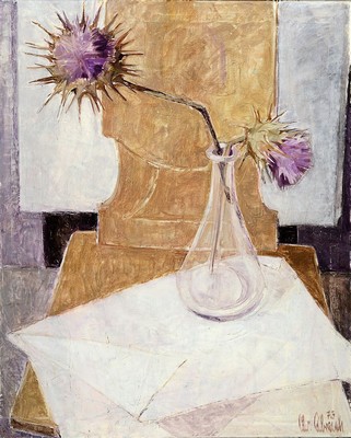 Christel Abresch, 1931 Sulzbach - 2011, Neustadt, Stillleben, Öl/Lwd, signiert und dat. 73, ca. 80 x 65 cm, Rahmen: ca. 83 x 67 cm