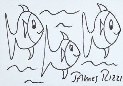 James Rizzi, 1950-2011, Filzstiftzeichnung, handsign., unter Glas gerahmt, gesamt ca. 34,5x45 cm