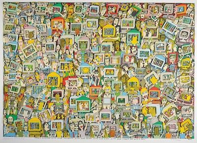 James Rizzi, 1950 - 2011, 3-D Konstruktion, "Touch Someone With Your Thoughts, With Your Heart, With your Eyes, With Your Fingers, And With E ...