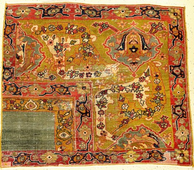 Ziegler Mahal "Wagireh" antik, Westpersien, 19.Jhd., Wolle geknüpft auf Baumwolle. Seltene Mustervorlage aus den legendären Werkstätten ...