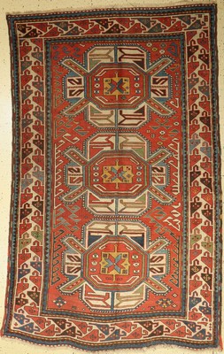 Tier Gül Kasak antik, Kaukasus, Ende 19.Jhd., Wolle auf Wolle, ca. 235 x 150 cm, EHZ: 4-5
