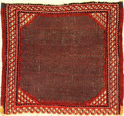 Seltene Afschar "Sofreh" antik, Südpersien, 19.Jhd., Wolle geknüpft und gewebt auf Wolle. Kleine Sofreh aus Südpersien mit gewebten ...