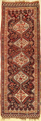 Seltene Khamseh "Galerie" antik (Chicken-Typus), Südwestanatolien Fars-Gebiet, 19.Jhd., Wolle geknüpft auf Wolle. Khamseh Stammesteppich ...