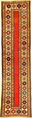 Seltene Saliani "Galerie" antik, Südkaukasus, 19.Jhd., Wolle geknüpft auf Wolle. Diese seltenen Teppiche mit "Met-Hane" Feld ...