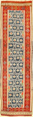 Konya Kelim antik, Zentralanatolien, 19.Jhd., Wolle mit weißen Baumwoll-Highlights gewebt auf Wolle. Seltene Konya Kelim-Galerie im sogenannten ...