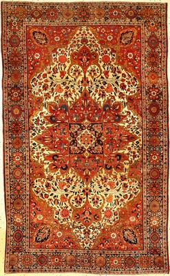 Feiner Farahan antik, Westpersien, um 1900, Korkwolle geknüpft auf Baumwolle. Feiner Sarogh-Farahan mit typischen Medaillon Design auf ...