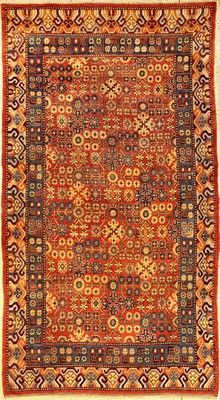 Khotan antik, Ostturkestan, 1.Hälfte 19.Jhd., Wolle geknüpft auf Baumwolle. Großformatiger Ossturkestan Teppich aus der Khotan Oase mit floralen ...