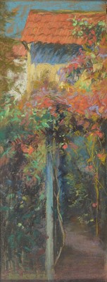 Friedrich Ferdinand Koch, 1863 Landau- 1923, Gehöft bei Landau, Pastell auf Pappe, virtuose Malerei in den Grün/Grau und Rottönen um 1914, links ...
