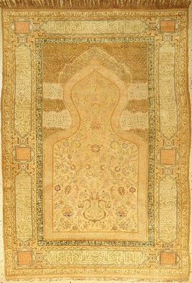 Feiner Kaisery "Flosh" antik (Safavid Prayer Salting-Group Design), Türkei, Ende 19.Jhd., Floshseide auf Baumwolle. Dieses Muster ist ...