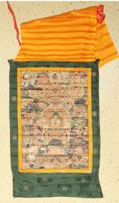 Thangka alt, Tibet, um 1940, Leinenmalerei,ca. 108 x 69 cm, EHZ: 2-3