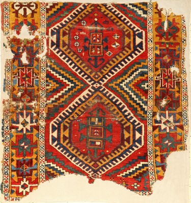 Frühes Zentralanatolisches "Fragment" antik, Zentralanatolien Konya-Region, 1.Hälfte 19.Jhd., Wolle geknüpft auf Wolle. Kurdisches ...