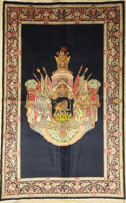 Kerman Lawar (Wappen Motiv), Persien, ca. 60 Jahre, Wolle auf Baumwolle, ca. 237 x 150 cm, EHZ: 3