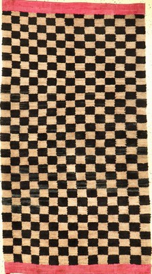 Gyantse "Khaden" Meditationsteppich alt (Checkers-Board), Südtibet, um 1910/1920, Wolle geknüpft auf Wolle. Meditationsteppich der ...