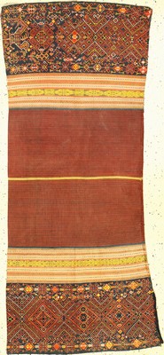 Feines indonesisches Textil alt, Indonesien, um 1920/1930, Baumwolle/Wolle. Feine Qualität, selten, sammelwürdig, ca. 137 x 58 cm, EHZ: 2-3.