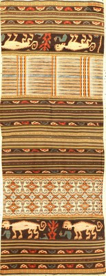 Seltenes indonesisches Textil alt, Indonesien, um 1920, Baumwolle/Wolle. Absolute Rarität, ca. 169 x 63 cm, EHZ: 2-3.