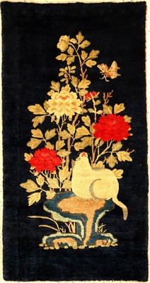 Pao Tao antik (Neujahr Teppich zum Jahr der Ratte), Nordostchina, um 1900, Wolle geknüpft auf Baumwolle. Rarer Jubiläumsteppich gemacht zum Jahr ...