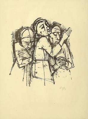 Carl Hofer, 1878 Karlsruhe-1955 Berlin, Lithografie, sign., unter Glas gerahmt, gesamt ca. 60x48 cm