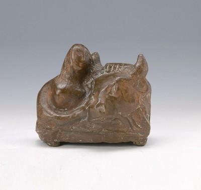 Otto Rumpf, 1902 Obermoschel-1984, deutscher Bildhauer, Vater des Gernot Rumpf, Europa undder Stier, Bronzeskulptur, signiert und dat. 73, ca. ...