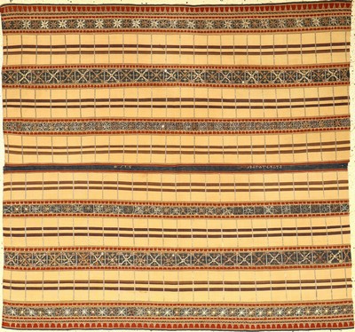 Sehr feines indonesisches "Zeremonial-Textil" antik (Metallstickerei), Indonesien, um 1900, Metallstickerei auf Seide. Sehr fein gewebtes ...
