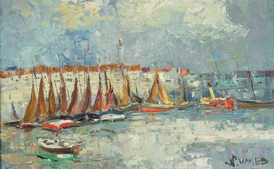 Prof. Walter Prescher van Ed, 1916 Dresden-1988 Wiesbaden, Concarneau, rückseitig so betitelt, Öl/Lwd, rechts unten signiert, ca. 50x80cm, R. ca. ...